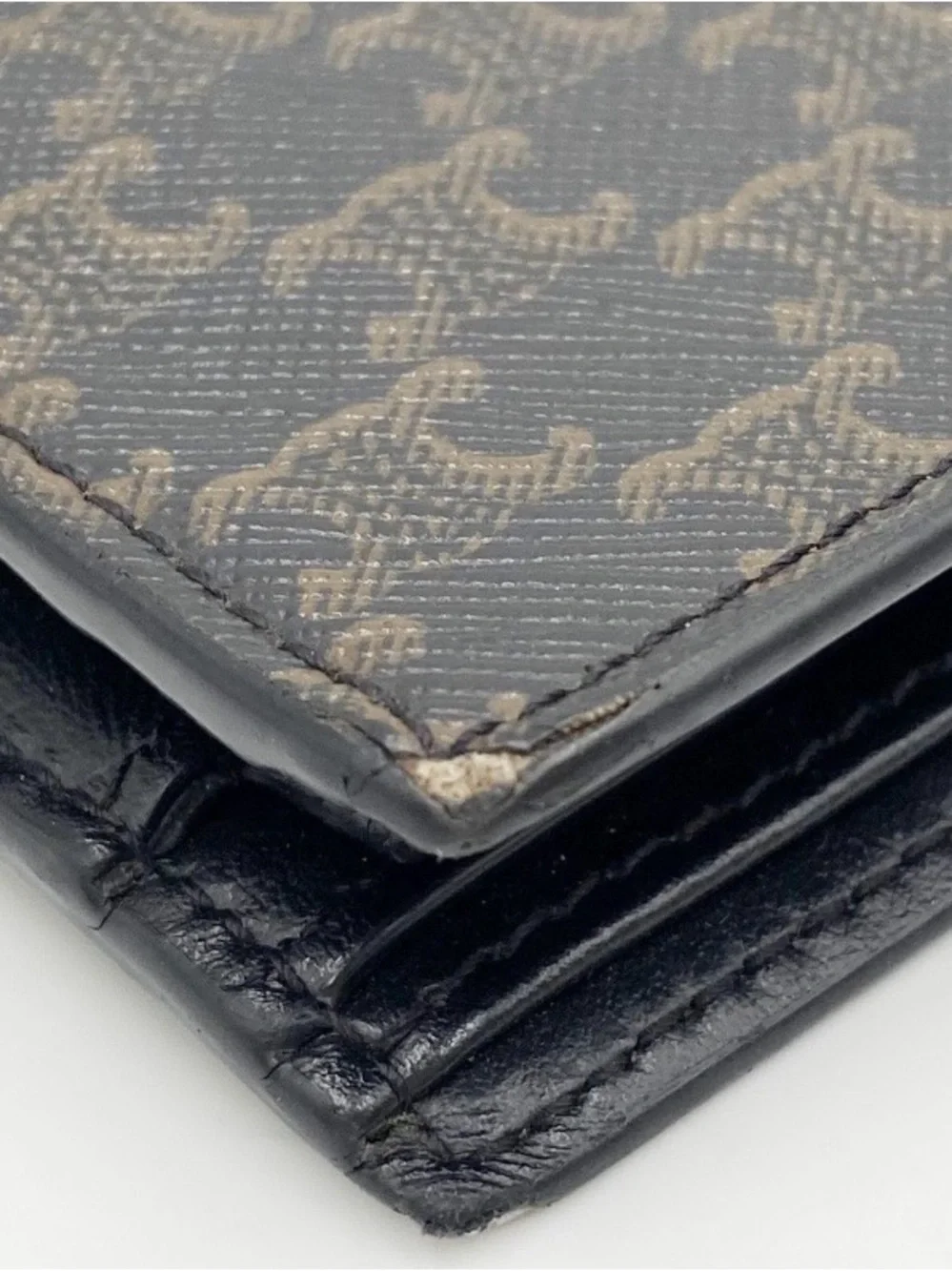 Celine Brown and Black Triomphe Canvas Card Holder with Gold Logo